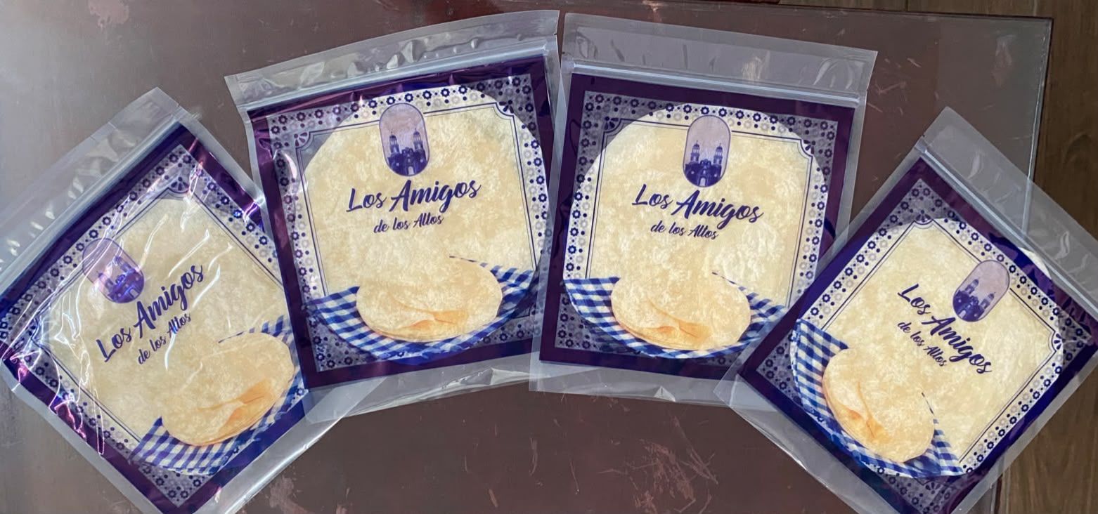 Four resealable bags of Los Amigos de los Altos flour tortillas